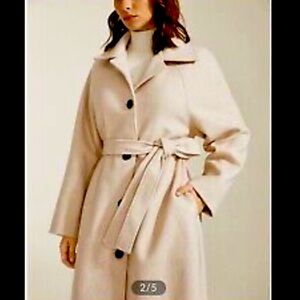 Woman’s XS commence cream belted overcoat beige button trench coat